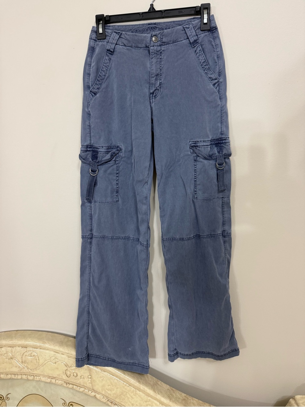 American Eagle Stretch Super High Rise Baggy Wide Leg Cargo Size 000 Regular